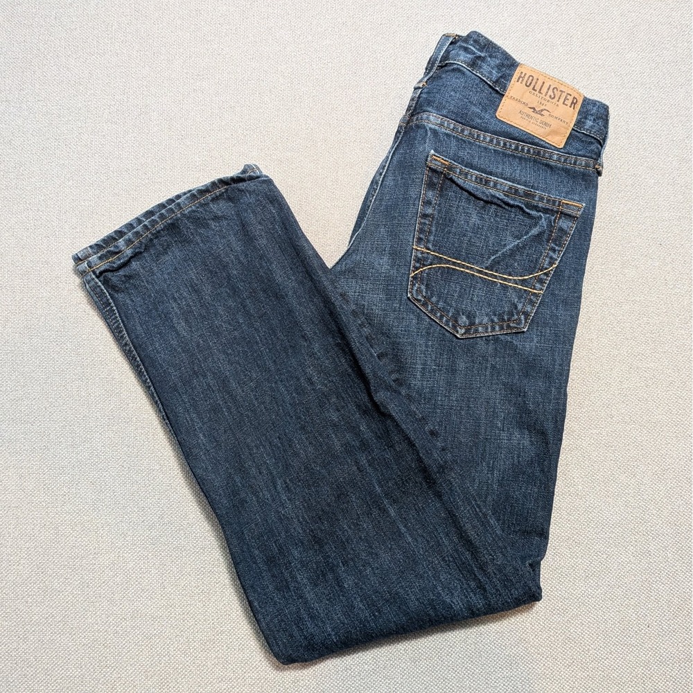 Hollister Mens 30x30 Blue Authentic Denim Straight Leg Button Fly Jeans Y2K